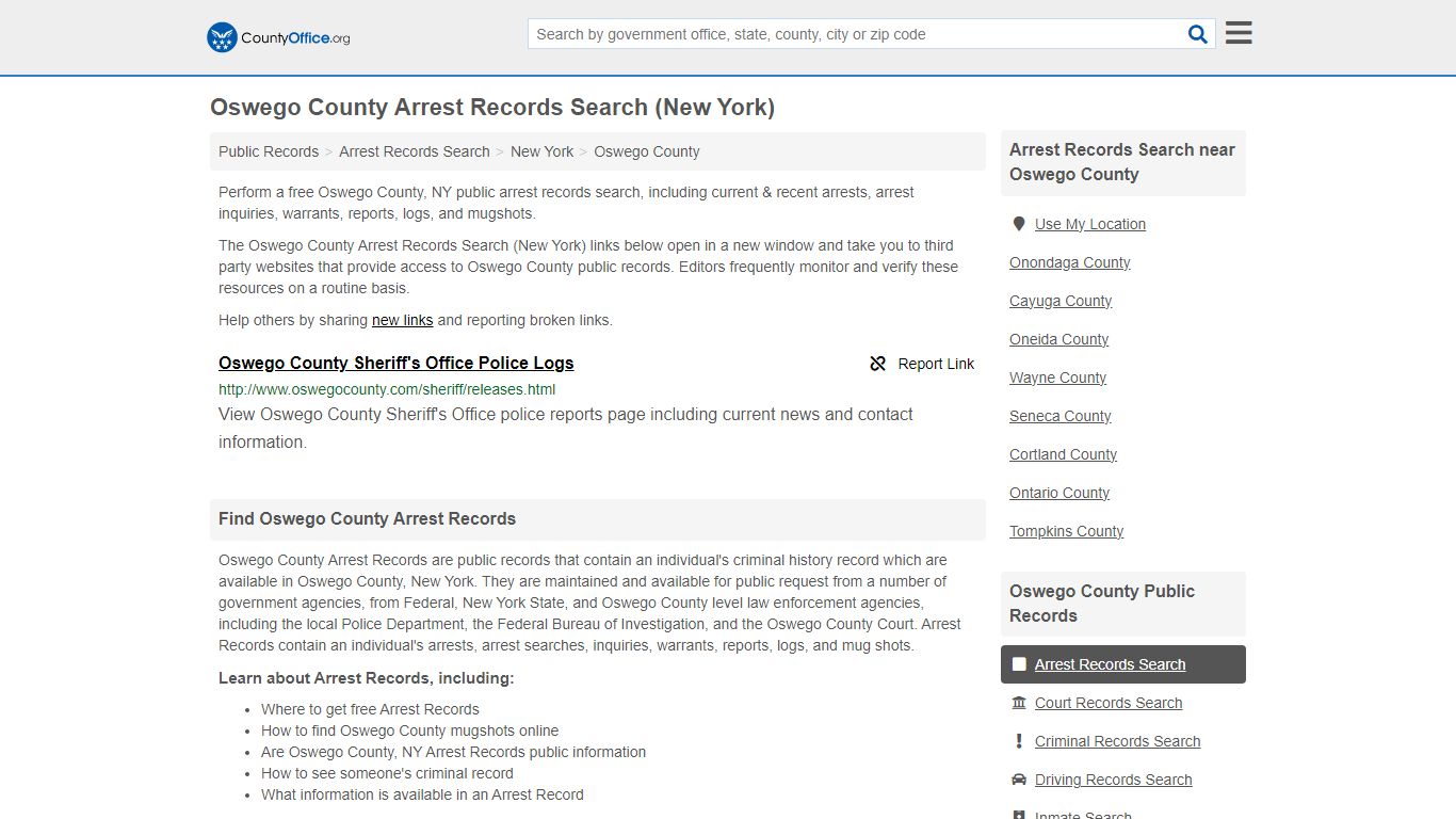 Arrest Records Search - Oswego County, NY (Arrests & Mugshots)