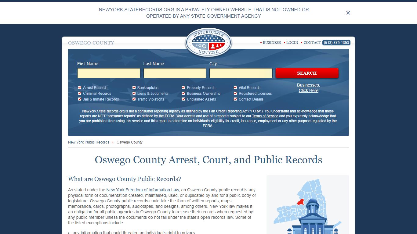 Oswego County Arrest, Court, and Public Records