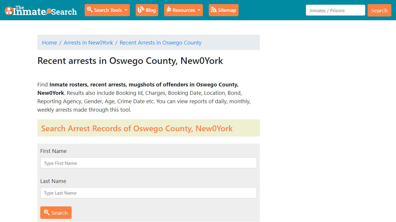 Recent arrests in Oswego County, New York